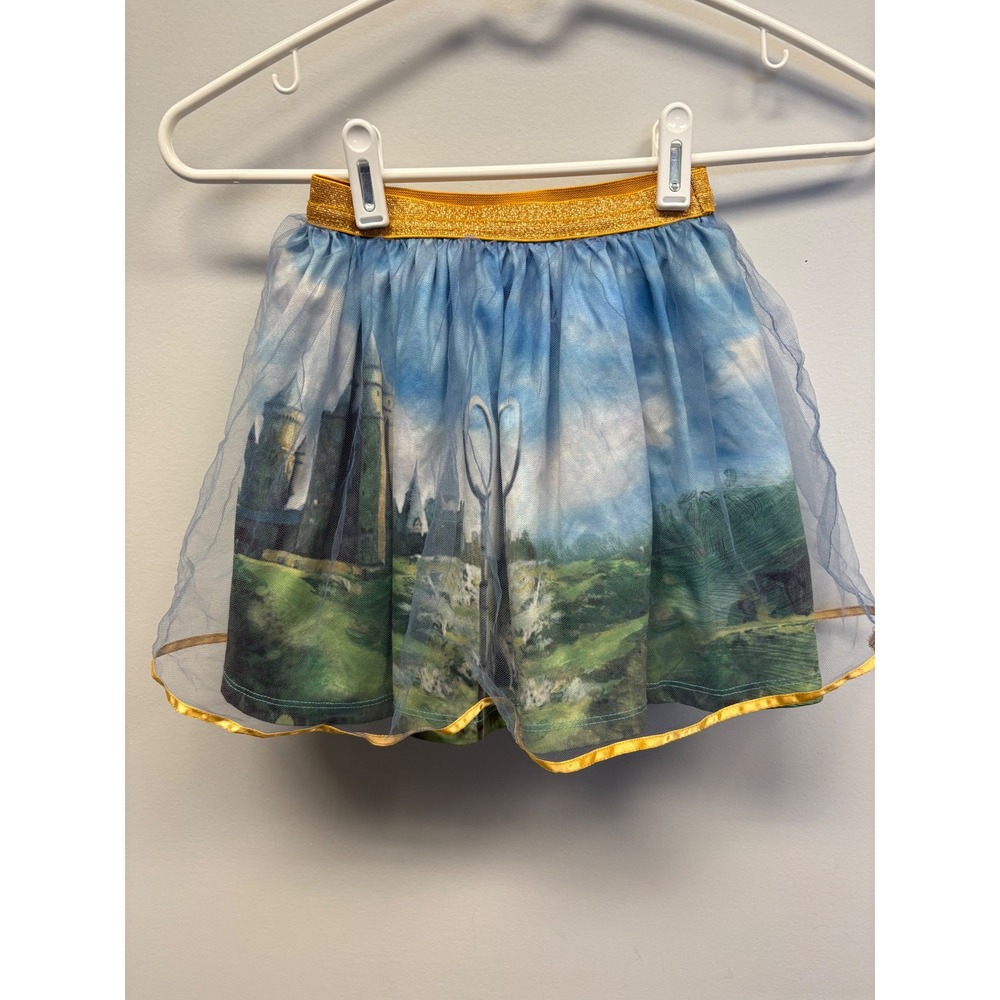 Harry Potter Hogwarts Castle Tutu Skirt Girls 5T Blue Gold Tulle Landscape Print
